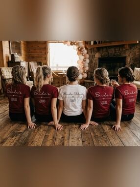 Set Of Bride Vibes Only & Bride's Squad Tee - White And Burgundy